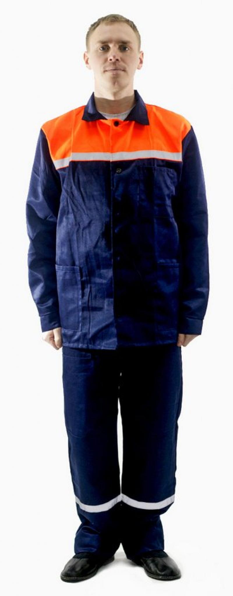 Костюм усиленный «Стандарт-2» (куртка+п/комб), т.синий + оранжевый