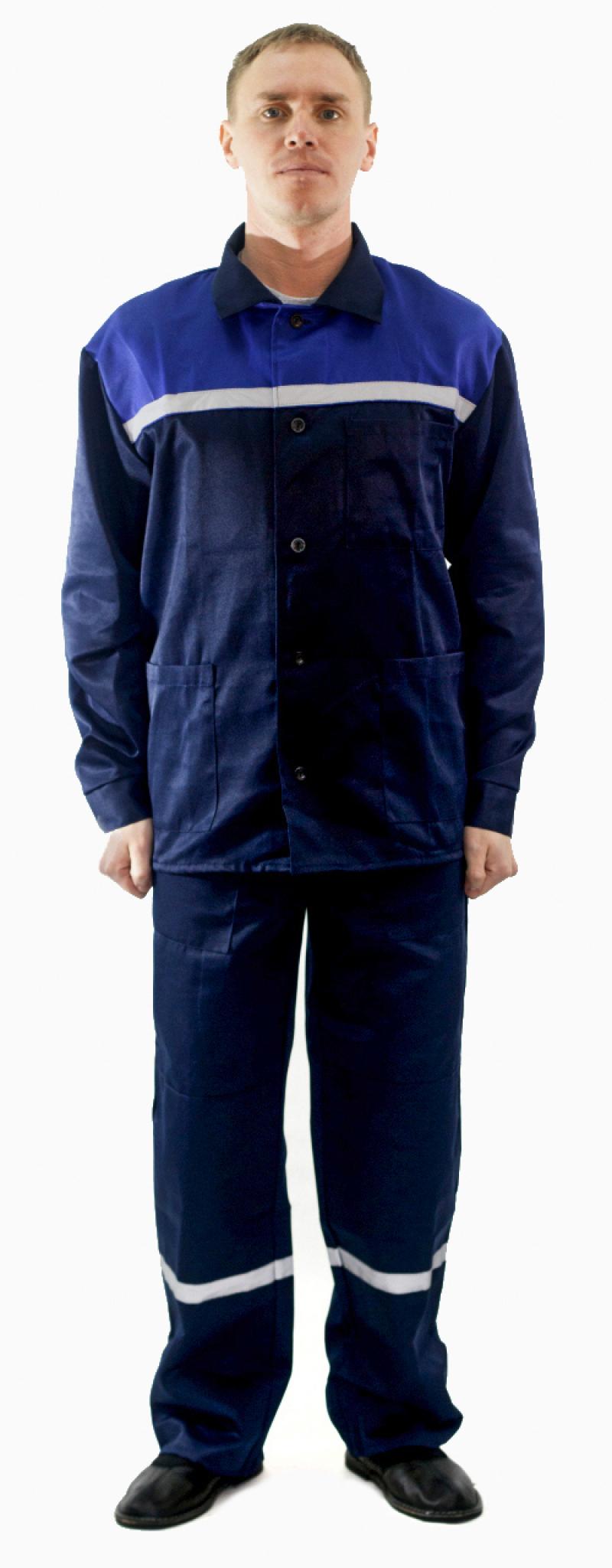 Костюм усиленный «Стандарт-1» (куртка+брюки), т.синий + василек